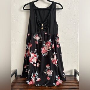 SHEIN Curve Black Floral Sleeveless Babydoll Dress | OXL